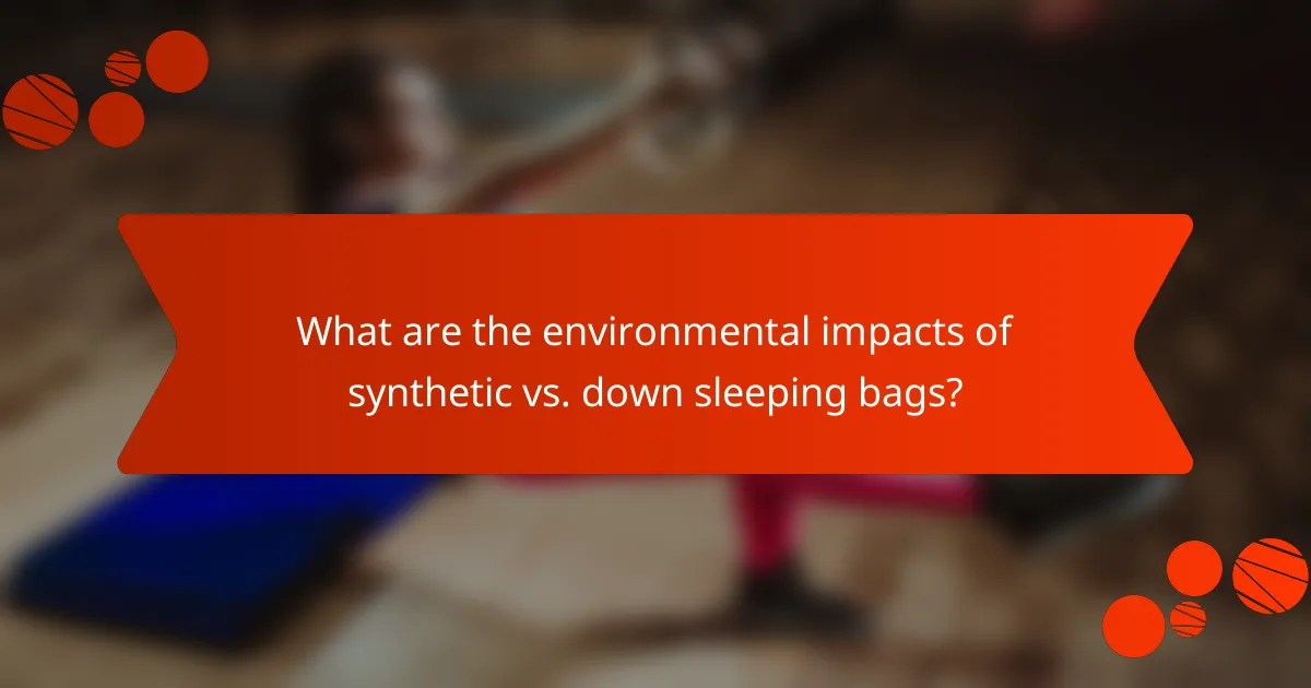 What are the environmental impacts of synthetic vs. down sleeping bags?